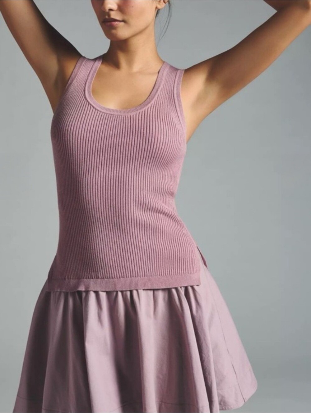 ANTHROPOLOGIE DAULY PRACTICE Knit Wintergreen Tank Dress Purple
